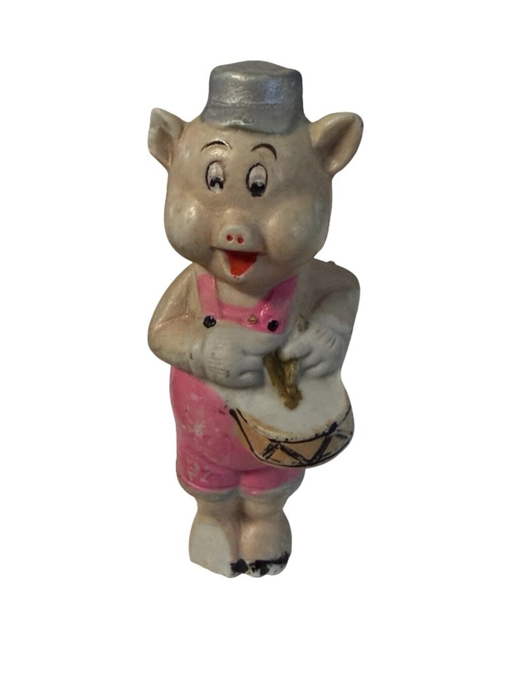Vintage Walt Disney Three Little Pigs Drummer Figurine Made In Japan Salt Dish 4